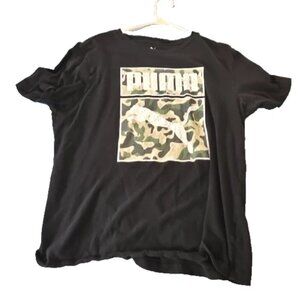 Puma T-Shirt Short Sleeve Black and Camo Graphic Tee Men's L